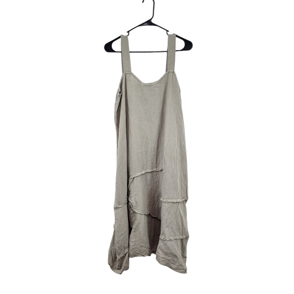 Homefrocks Women's 100% Linen Peasant Pintucks Midi Lagenlook Dress - S - Picture 1 of 7